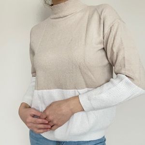 Beige color block sweater